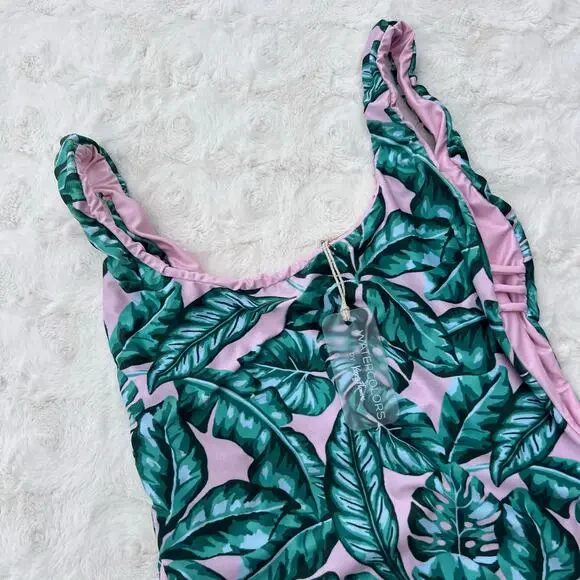 Watercolors by Kenny Flowers Tropical Leaf One Piece Swimsuit Cutout Medium - Picture 9 of 9